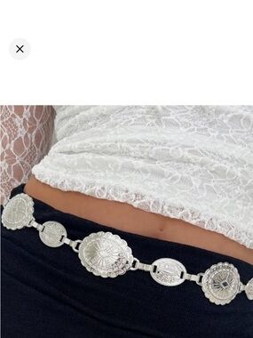 Princess Polly Coachella Silver Embossed Coin Waist Belt